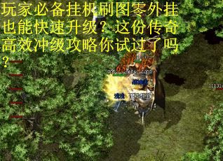 玩家必备挂机刷图零外挂也能快速升级？这份传奇高效冲级攻略你试过了吗？