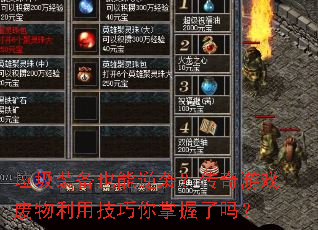 垃圾装备也能逆袭?传奇游戏废物利用技巧你掌握了吗? 垃圾装备也能逆袭?传奇游戏废物利用技巧你掌握了吗?